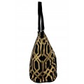 9200 - BLACK & GOLD TRELLIS DESIGN CANVAS TOTE BAG